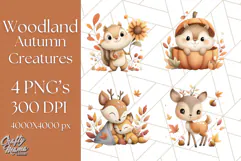 Woodland Autumn Critters PNG Clipart, Cute Fall Animals Product Image 1