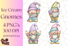 Ice Cream Gnome Clipart PNG Summer Dessert Art, Summer Gnome Product Image 1