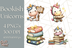 Magical Bookish Unicorn PNG Clipart Reading Books &amp; Stories Product Image 1