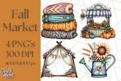 Fall Market Stall Clipart PNG, Rustic Autumn Clip Art Product Image 1