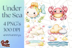 Under the Sea Nursery Clipart, Ocean Animals PNG Product Image 1