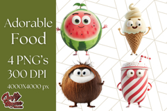 Cute Food PNG Clipart, 3D Adorable Kawaii Characters Png Product Image 1