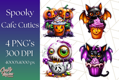 Spooky Café Cuties Halloween PNG Clipart, Holiday Elements Product Image 1