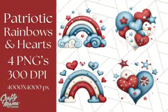 Patriotic Scandinavian Rainbow Clipart PNG, 4th Of July Png Product Image 1