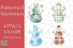 Patterned Snowman Silhouette PNG Clipart Product Image 1