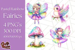 Pastel Fairy Clip Art PNG With Glitter, Rainbow Fairy Png Product Image 1