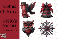 Gothic Christmas Clipart Dark Holiday PNG, Dark Christmas Product Image 1