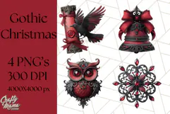 Gothic Christmas Clipart Dark Holiday PNG, Dark Christmas Product Image 1