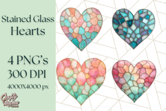 Stained Glass Heart PNG Clipart in Pastel and Bright Colors Product Image 1