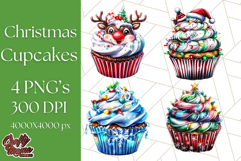Christmas Cupcake PNG Clipart, Cute Food PNG, Holiday Treat Product Image 1