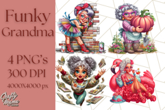 Wild Grandma Clipart PNGs, Funny Quirky Old Ladies Product Image 1