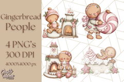Gingerbread People Clipart, Cute Cookie PNG Illustrations Product Image 1