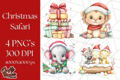Muted Cute Safari Christmas Animal PNG Clipart, Holiday Png Product Image 1