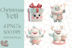 Kawaii Christmas Yeti PNG Clipart, Cute Bigfoot Holiday Art Product Image 1