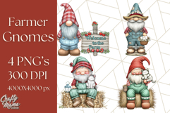 Farmer Gnome Clipart, Cute Farm Gnomes PNG Illustrations Product Image 1