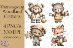 Thanksgiving Woodland Animals Clipart PNG Product Image 1