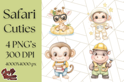 Safari Baby Animal Clipart PNG, Jungle Outfits Baby Animals Product Image 1