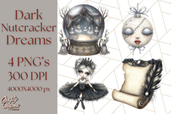 Dark Nutcracker Clipart Gothic Holiday Ballet PNG, Christmas Product Image 1