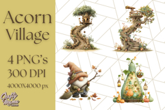 Acorn Village Clipart PNG, Fall Animal Png Product Image 1