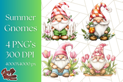 Summer Garden Gnomes Clipart PNG, Summer Country Gnomes Png Product Image 1