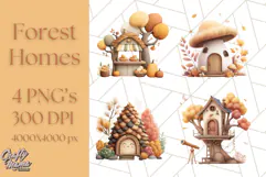 Autumn Treehouse & Woodland Cabin PNG Clipart Product Image 1