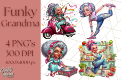 Wild Grandma Clipart PNGs, Funny Quirky Old Ladies Product Image 1