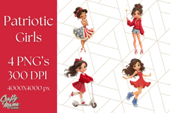 Patriotic Fashion Girl Clipart PNG for 4th of July Product Image 1