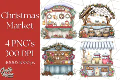 Cozy Christmas Market Stall Clipart PNG, Holiday Art Png Product Image 1
