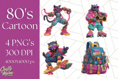 Forgotten 80s Cartoon Clipart PNG, Retro Animal Heroes Product Image 1