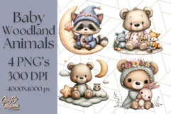 Woodland Nursery Baby Animals Clipart, Cute Animals Png Product Image 1