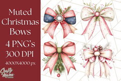 Muted Cozy Christmas Bows PNG Clipart, Winter Holiday Png Product Image 1