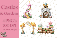 Princess Castle Clipart PNG, Enchanted Garden Artwork Product Image 1