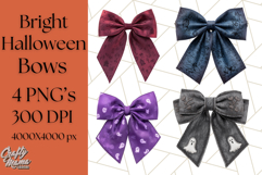 Halloween Bow Clipart, Bright Holiday Ribbon PNG Product Image 1