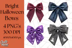 Halloween Bow Clipart, Bright Holiday Ribbon PNG Product Image 1