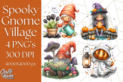 Spooky Gnome Village Clipart PNG Halloween Png Product Image 1