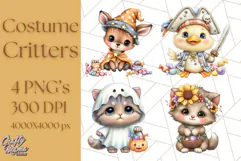 Costumed Critters Halloween Clipart PNG, Halloween Clip Art Product Image 1