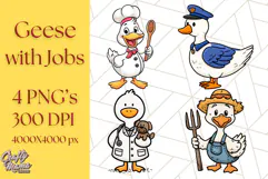 Goose Occupation Clipart PNG, Cute Job-Themed Graphics Product Image 1