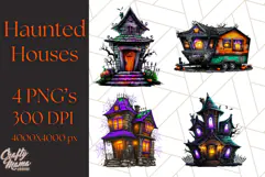 Haunted Houses Clipart PNG, Spooky Halloween Homes Product Image 1