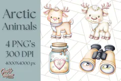 Cute Arctic Animal Clipart PNG, Cute Winter Animals Png Product Image 1