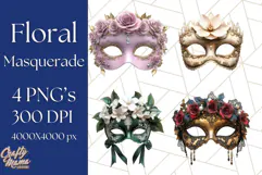 Vintage Garden Masquerade Floral Eye Mask PNG Clipart Product Image 1