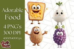 Cute Food PNG Clipart, 3D Adorable Kawaii Characters Png Product Image 1