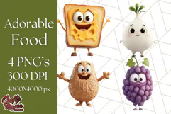 Cute Food PNG Clipart, 3D Adorable Kawaii Characters Png Product Image 1