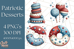 4th of July Desserts PNG Clipart, Americana Patriotic Treats Product Image 1