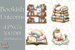 Magical Bookish Unicorn PNG Clipart Reading Books &amp; Stories Product Image 1