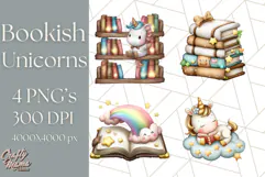 Magical Bookish Unicorn PNG Clipart Reading Books & Stories Product Image 1