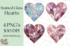 Stained Glass Heart PNG Clipart in Pastel and Bright Colors Product Image 1