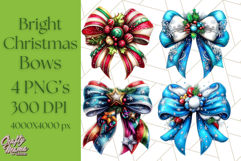 Bright Shiny Christmas Bows PNG Clipart, Winter Holiday Png Product Image 1