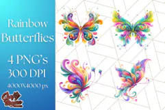 Colorful Butterfly Clipart PNG Clipart, Rainbow Butterfly Product Image 1