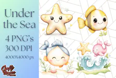 Under the Sea Nursery Clipart, Ocean Animals PNG Product Image 1