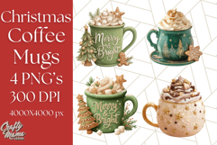Christmas Coffee Mugs Clipart PNG Festive Cups Product Image 1